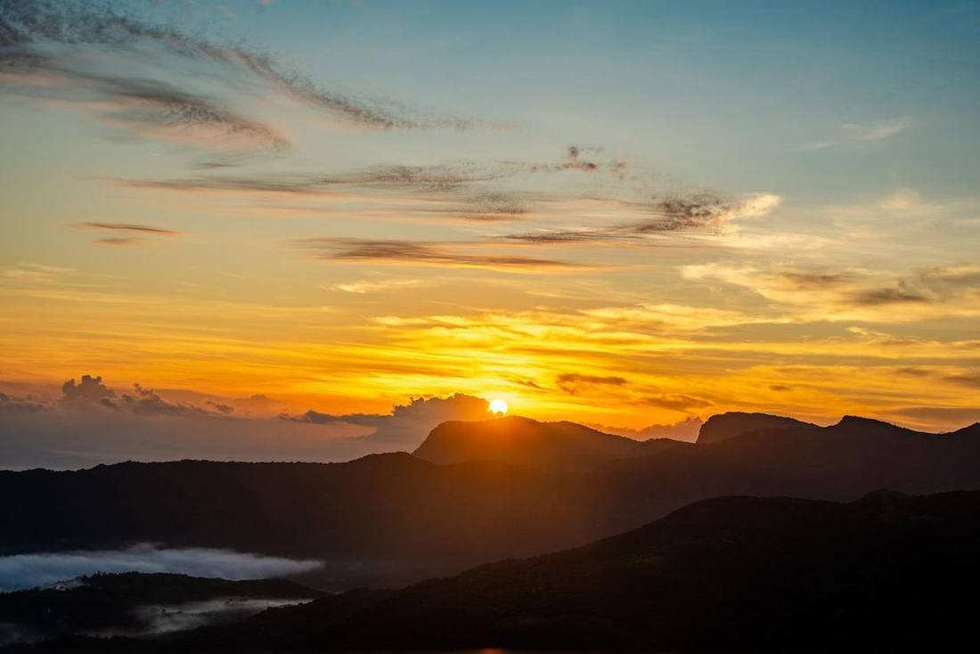 Golden sunrise over the mountains