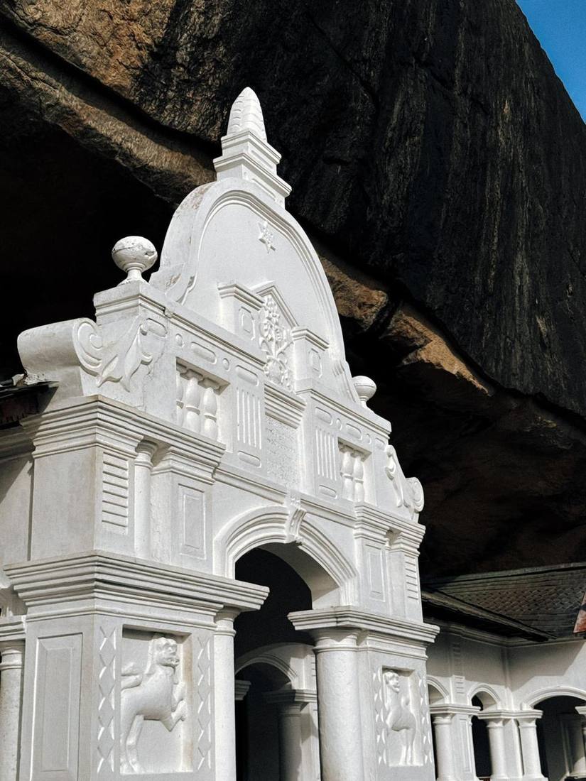 White facade of Dambulla cave temple