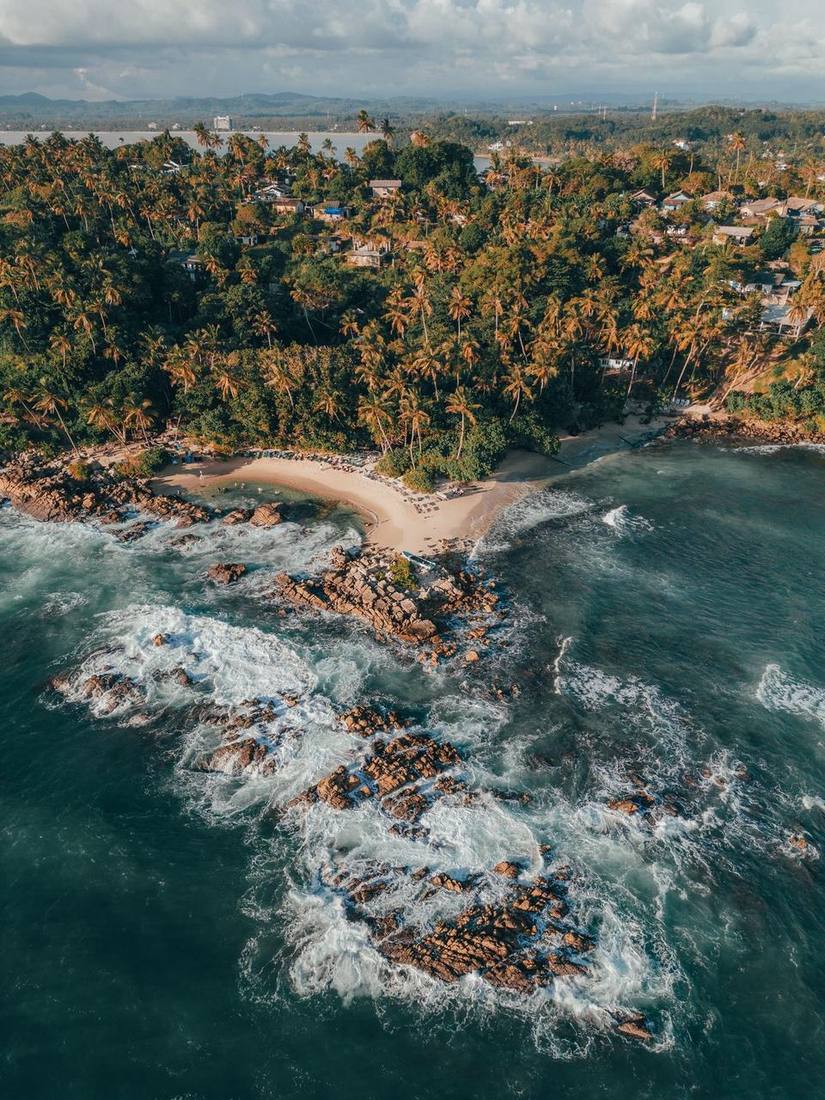Aerial view of Mirissa beach