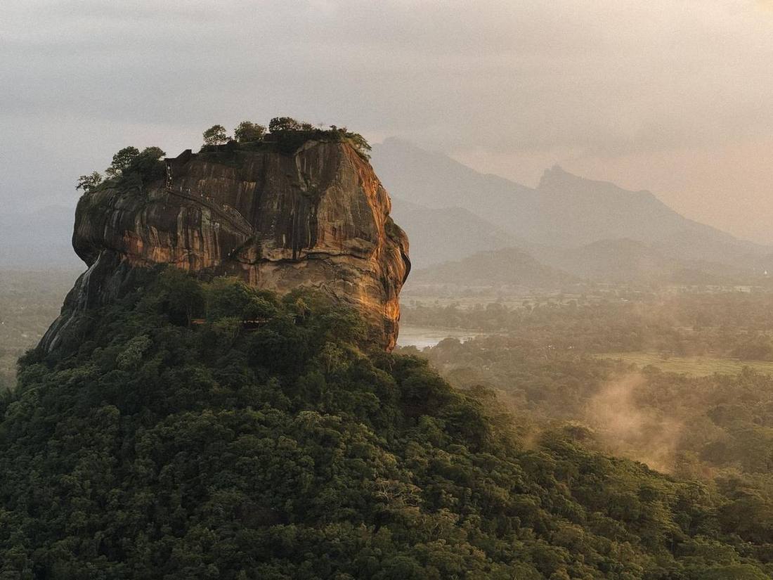 Aerial view of Sigiriya rock fortress